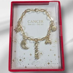 CANCER Gold TONE Zodiac Charm Bracelet NEW IN BOX